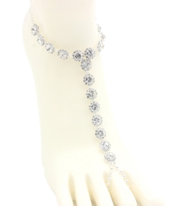 Big Rhinestone Point Toering Anklet AN330006 SILVER